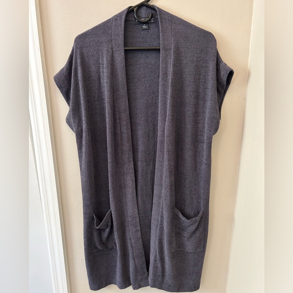 BAREFOOT DREAMS COZYCHIC ULTRA LITE SLEEVELESS OPEN FRONT CARDIGAN SIZE MEDIUM